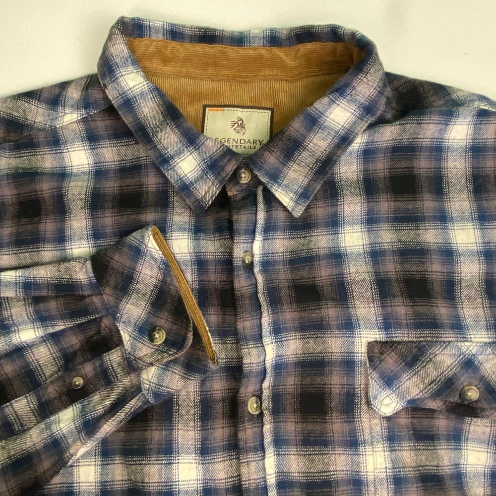 Legendary‎ Whitetails Mens 3XT Plaid Flannel Long Sleeve Button Up Shirt Blue